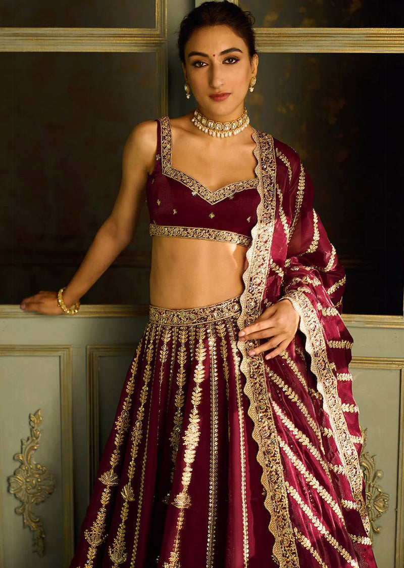 Women's Art Silk Embroidery Sequin work Lehenga Choli with Dupatta-SemiStitch | Stylish Wedding Lehenga Choli for women