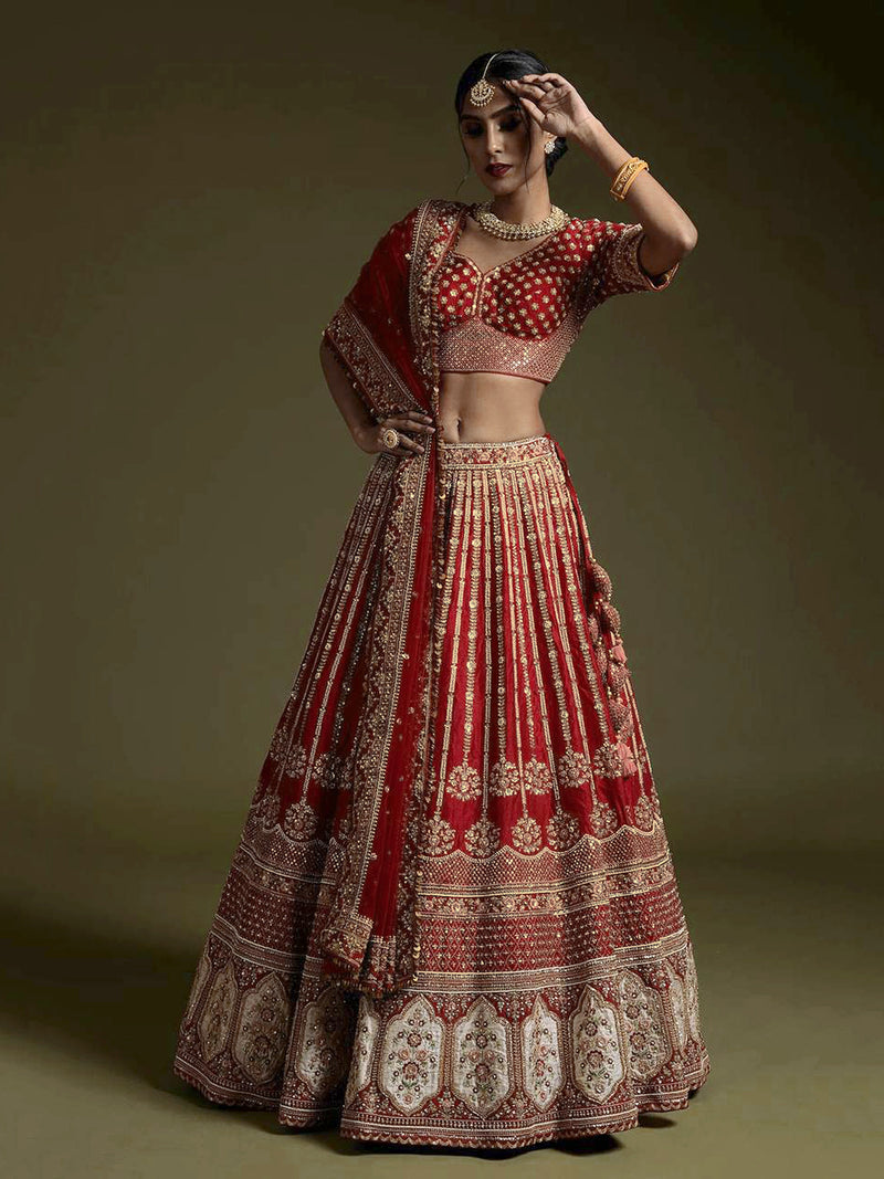 Women's Satin Embroidery Lehenga Choli with Dupatta | Bridal Party Stylish Wedding Lehenga Choli for women