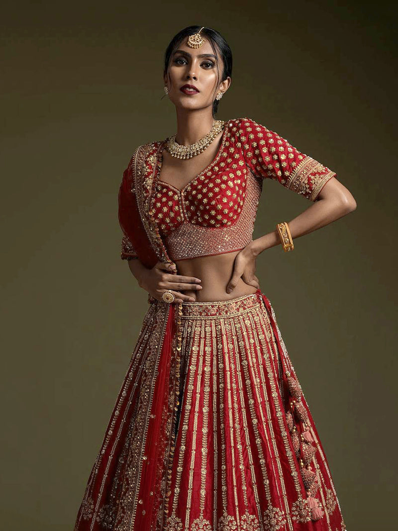 Women's Satin Embroidery Lehenga Choli with Dupatta | Bridal Party Stylish Wedding Lehenga Choli for women