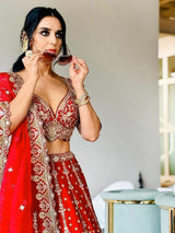 Satin Embroidery Lehenga Choli with Dupatta | Bridal Party Stylish Wedding Lehenga Choli for women