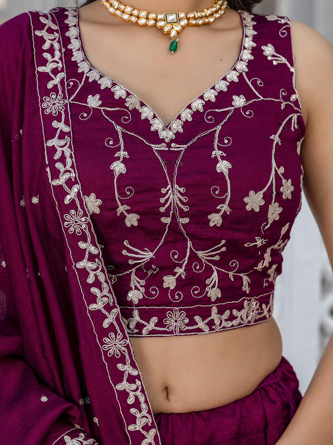 Purple Art Silk Embroidery Sequin work Lehenga Choli with Dupatta-SemiStitch | Stylish Wedding Lehenga Choli for women Trendmalls