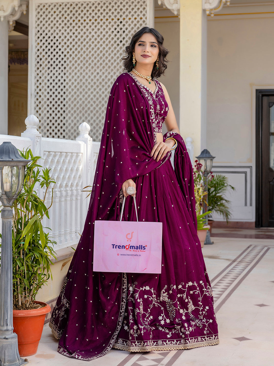 Purple Art Silk Embroidery Sequin work Lehenga Choli with Dupatta-SemiStitch | Stylish Wedding Lehenga Choli for women Trendmalls