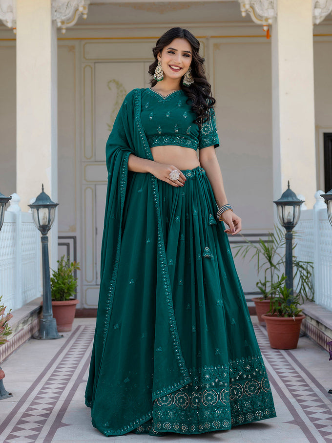 Women's Georgette Embroidery Lehenga Choli with Dupatta | Bridal Wedding Lehenga Choli for women Trendmalls