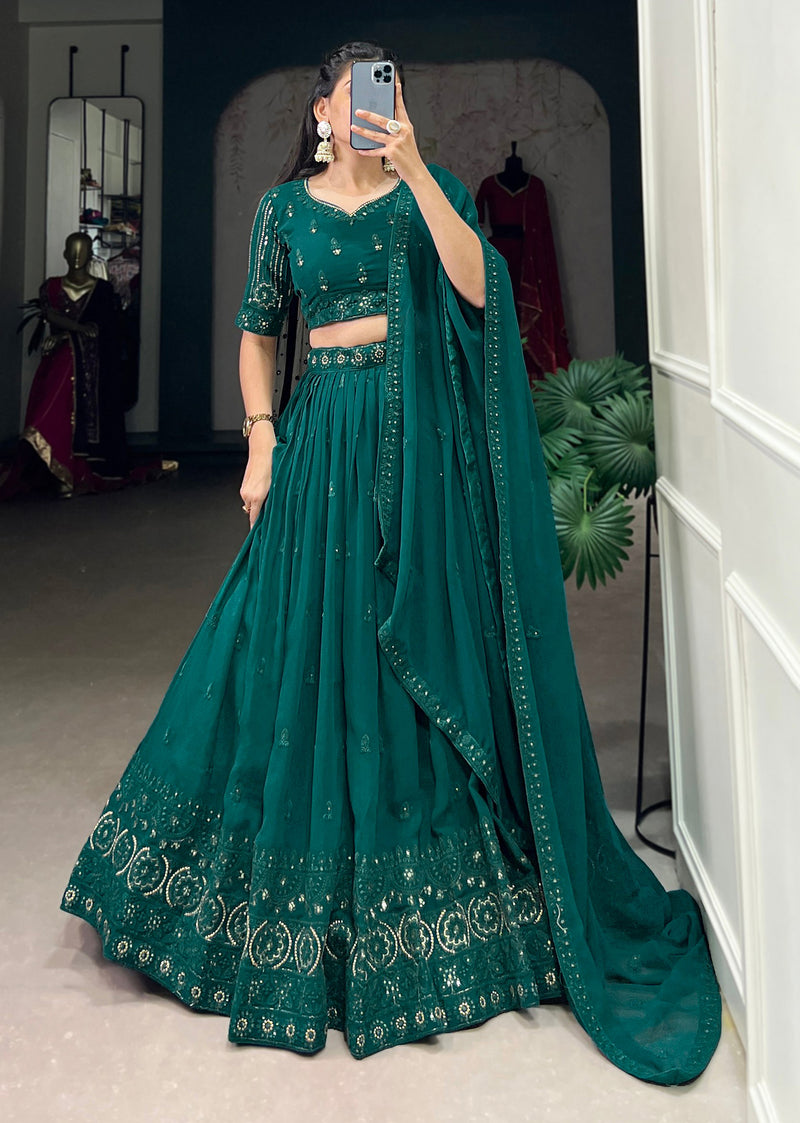 Women's Georgette Embroidery Lehenga Choli with Dupatta | Bridal Wedding Lehenga Choli for women