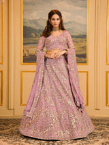 Light Pink Georgette Sequin Embroidery Lehenga Choli Dupatta Set ( SemiStitch )