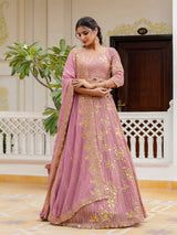 Light Pink Georgette Sequin Embroidery Lehenga Choli Dupatta Set ( SemiStitch ) Trendmalls