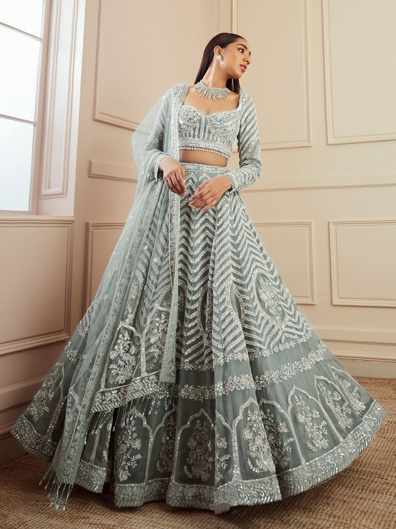 Georgette Sequin Embroidery Work Lehenga Choli with Dupatta For Women Trendmalls