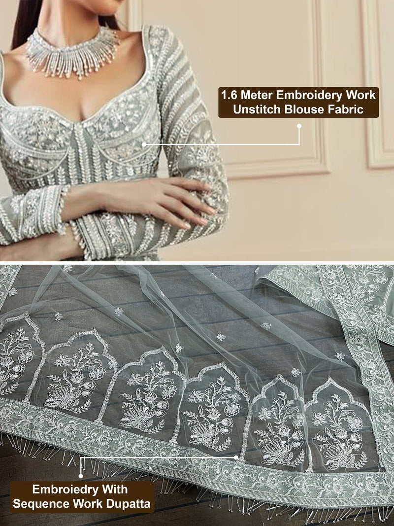 Georgette Sequin Embroidery Work Lehenga Choli with Dupatta For Women Trendmalls