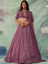 Pink Women's Art Silk Sequin Embroidery Work Lehenga Choli Dupatta Set