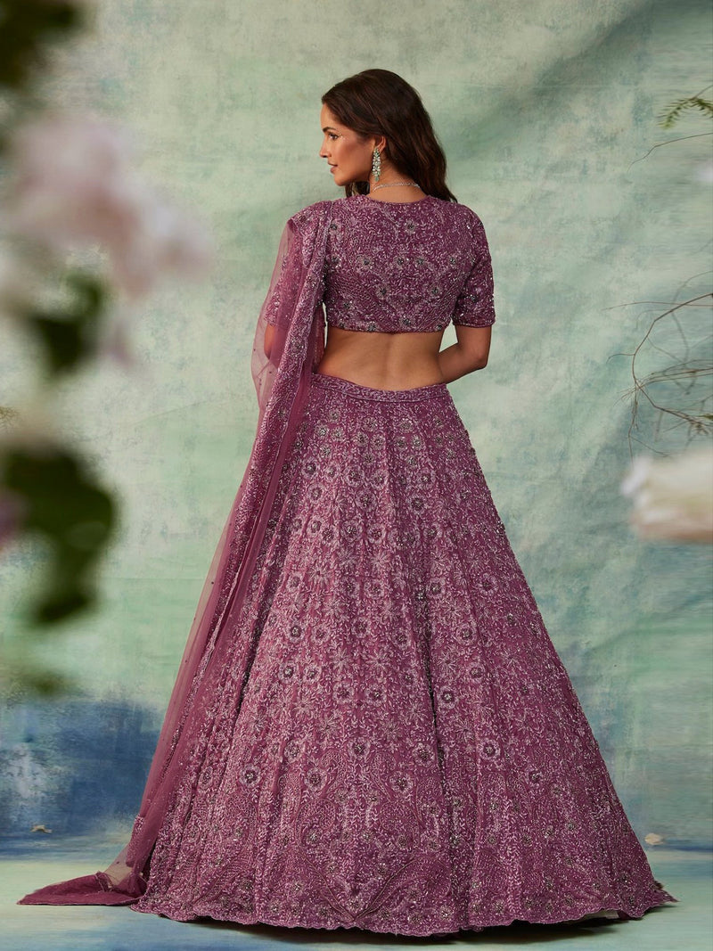 Pink Women's Art Silk Sequin Embroidery Work Lehenga Choli Dupatta Set