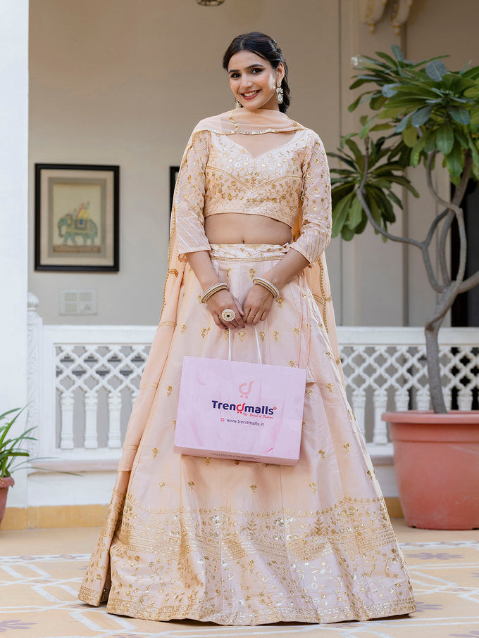 Satin Embroidery Lehenga Choli with Dupatta | Bridal Party Stylish Wedding Lehenga Choli for women Trendmalls