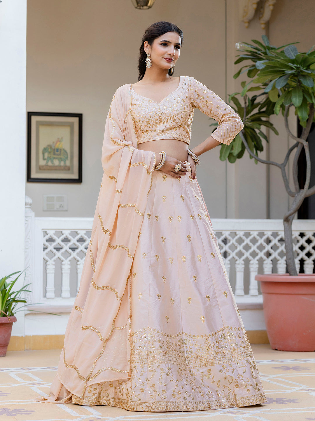 Satin Embroidery Lehenga Choli with Dupatta | Bridal Party Stylish Wedding Lehenga Choli for women Trendmalls