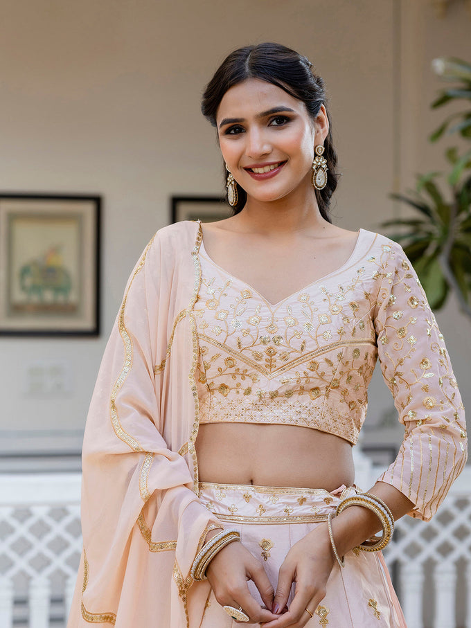 Satin Embroidery Lehenga Choli with Dupatta | Bridal Party Stylish Wedding Lehenga Choli for women Trendmalls