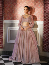Light Pink Georgette Sequin Embroidery Work Lehenga Choli with Dupatta Trendmalls