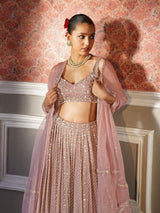 Light Pink Georgette Sequin Embroidery Work Lehenga Choli with Dupatta Trendmalls