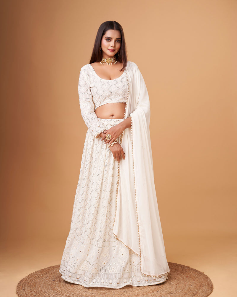 Women's Georgette Embroidery Lehenga Choli with Dupatta I Navratri Stylish Lehenga Choli for women