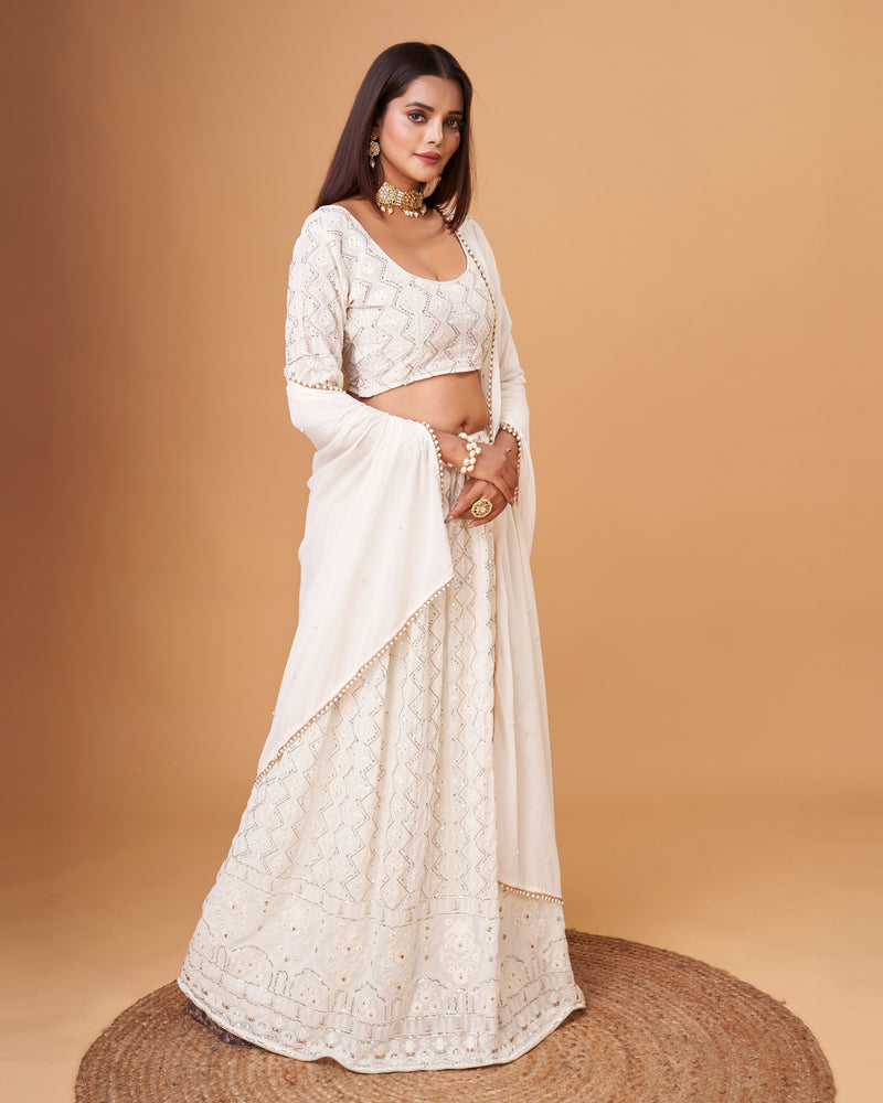 Women's Georgette Embroidery Lehenga Choli with Dupatta I Navratri Stylish Lehenga Choli for women