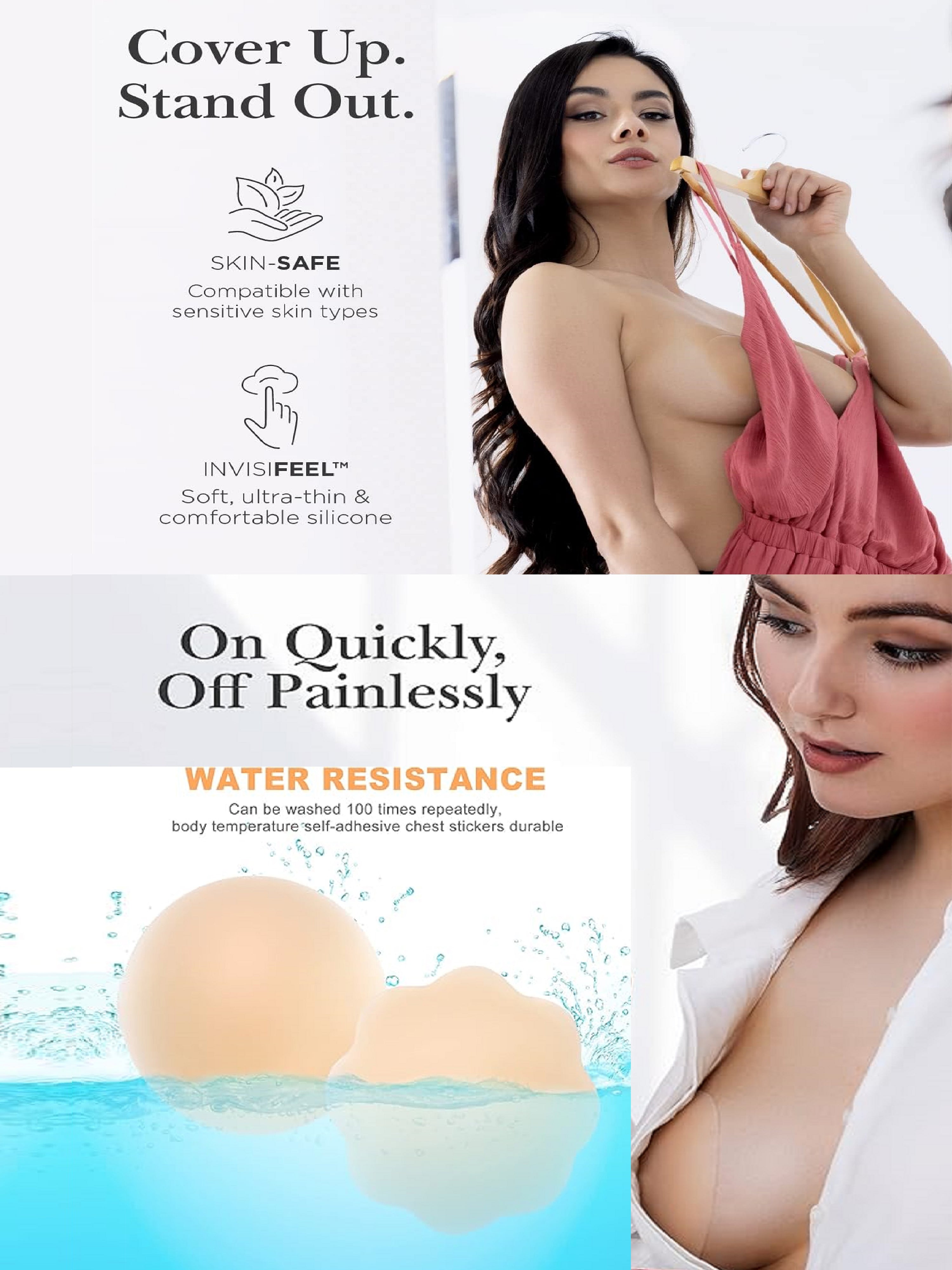 Nipple Cover - Sticky Adhesive Silicone Nipple Pasties - Reusable Pasty Nipple Covers for Women with Travel Box Trendmalls