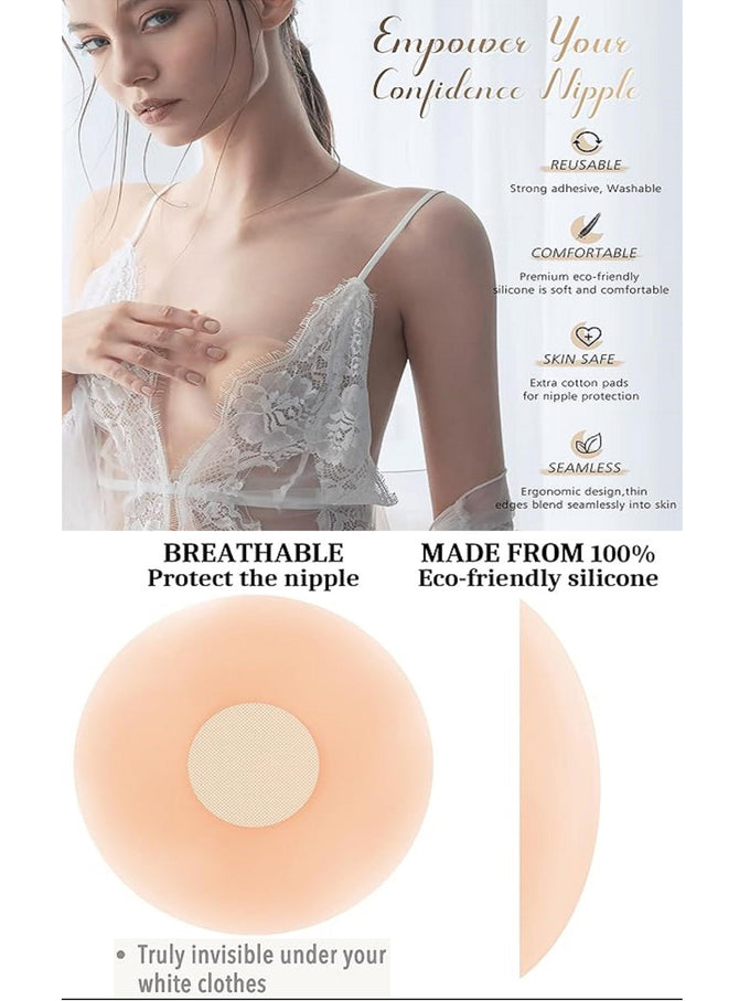 Nipple Cover - Sticky Adhesive Silicone Nipple Pasties - Reusable Pasty Nipple Covers for Women with Travel Box Trendmalls