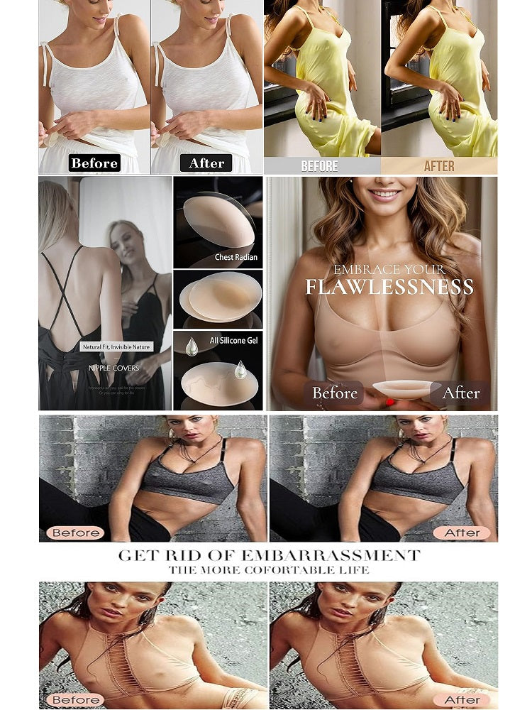 Nipple Cover - Sticky Adhesive Silicone Nipple Pasties - Reusable Pasty Nipple Covers for Women with Travel Box Trendmalls