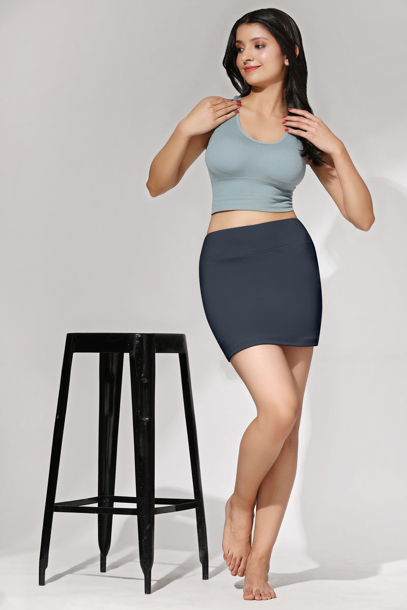 Women's & Girl's Solid High Waist Flared Skater Short Mini Skirt with Shorts