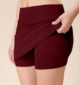 Women's & Girl's Solid High Waist Flared Skater Short Mini Skirt with Shorts