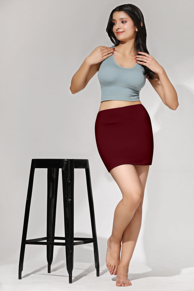 Women's & Girl's Solid High Waist Flared Skater Short Mini Skirt with Shorts
