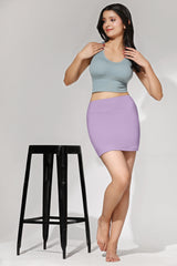 Women's & Girl's Solid High Waist Flared Skater Short Mini Skirt with Shorts