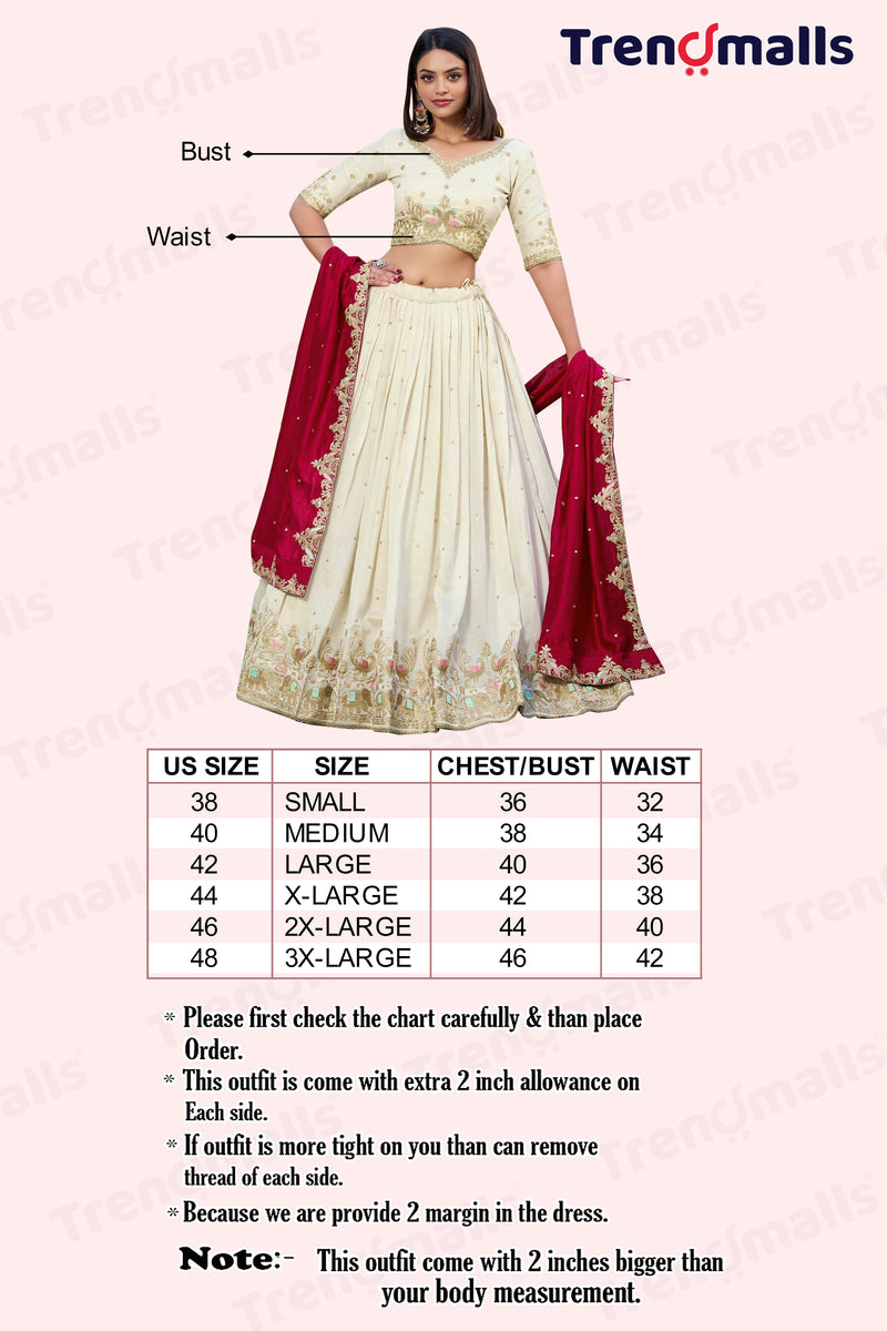 Offwhite Art Silk Embroidery Sequin work Lehenga Choli with Dupatta-SemiStitch | Stylish Wedding Lehenga Choli for women
