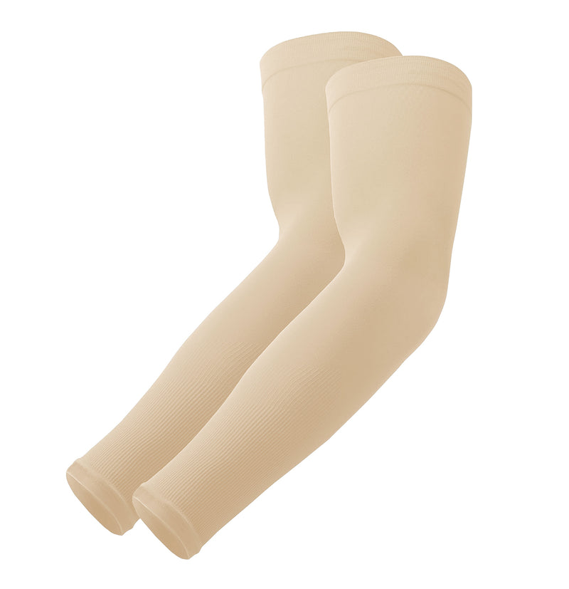 TRENDMALLS Arm Sleeves, Cooling UV Sun Protection Sports Compression for Men/Women/Kids (Beige)