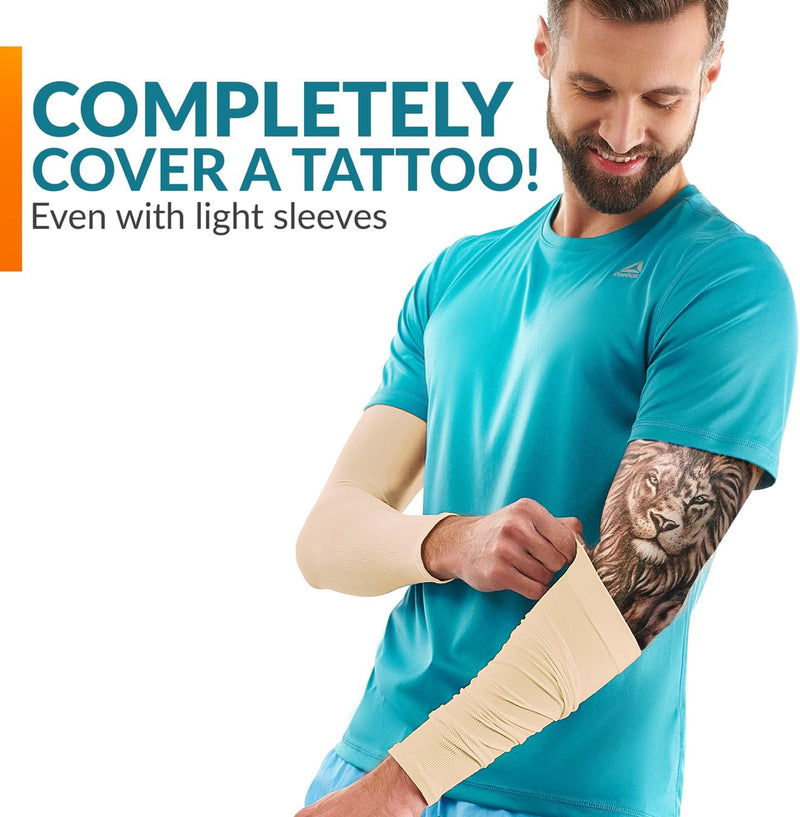 TRENDMALLS Arm Sleeves, Cooling UV Sun Protection Sports Compression for Men/Women/Kids (Beige)