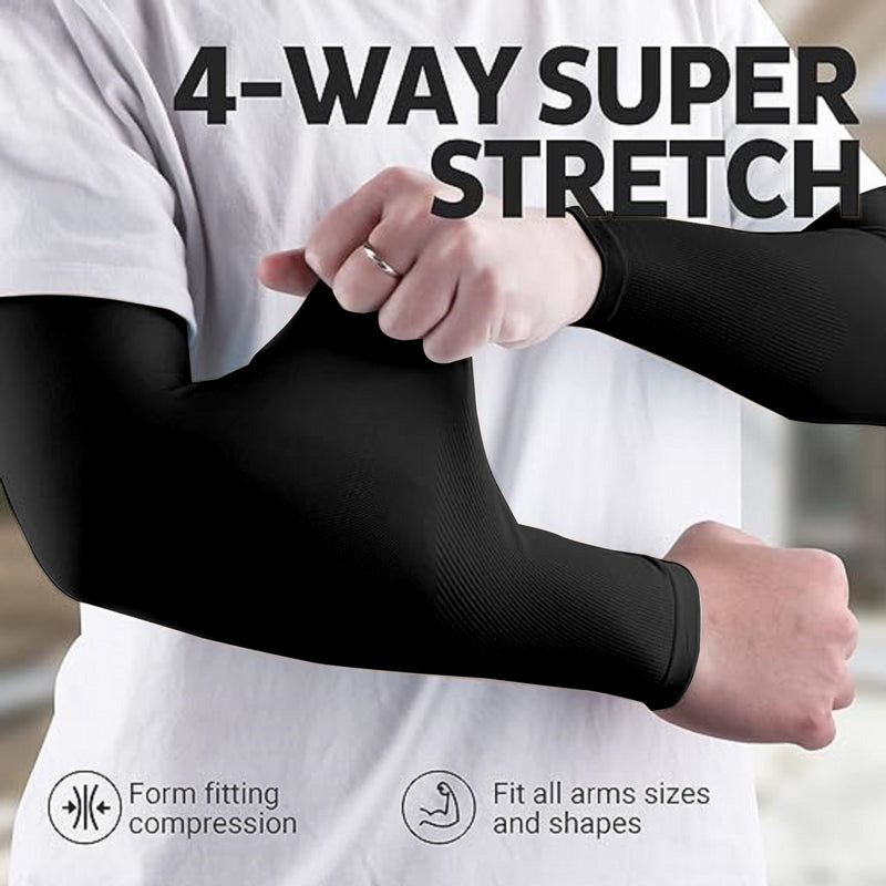 TRENDMALLS Arm Sleeves, Cooling UV Sun Protection Sports Compression for Men/Women/Kids (Black)