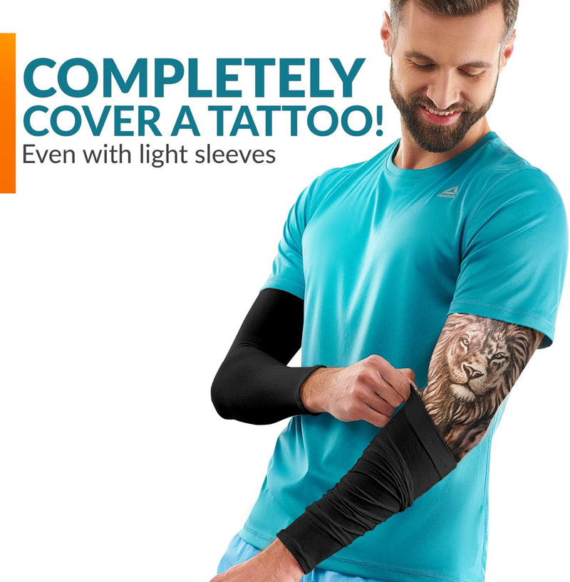 TRENDMALLS Arm Sleeves, Cooling UV Sun Protection Sports Compression for Men/Women/Kids (Black)