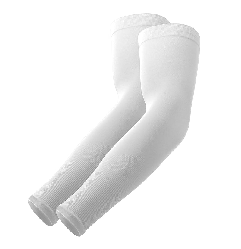 TRENDMALLS Arm Sleeves, Cooling UV Sun Protection Sports Compression for Men/Women/Kids (White)