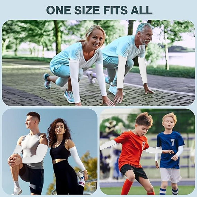 TRENDMALLS Arm Sleeves, Cooling UV Sun Protection Sports Compression for Men/Women/Kids (White)