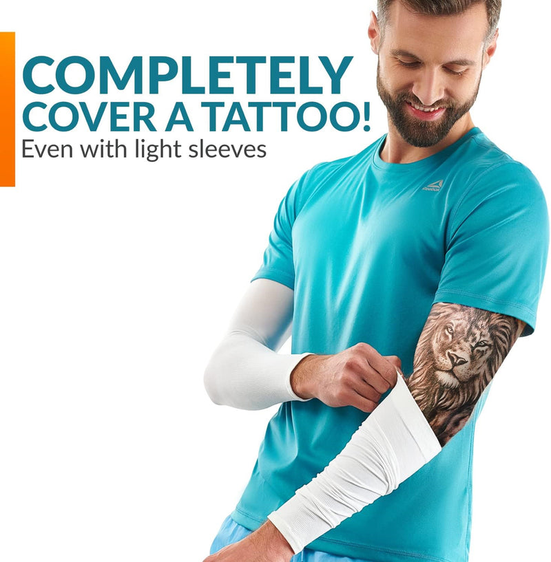 TRENDMALLS Arm Sleeves, Cooling UV Sun Protection Sports Compression for Men/Women/Kids (White)