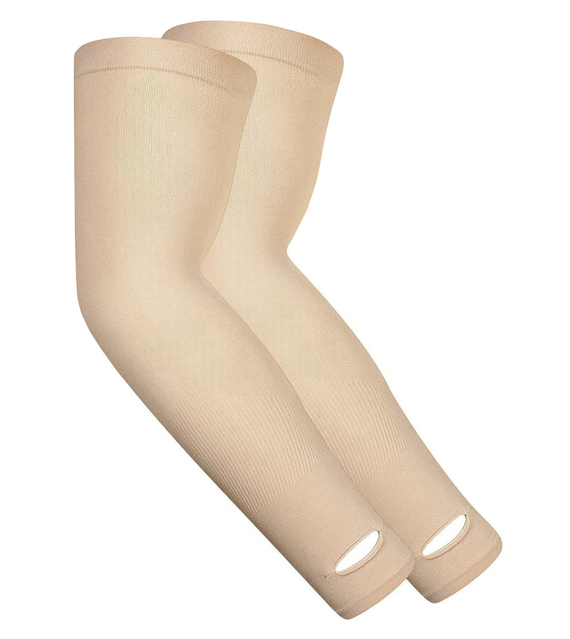 TRENDMALLS Arm Sleeves, Cooling UV Sun Protection Sports Compression for Men/Women/Kids (Beige)