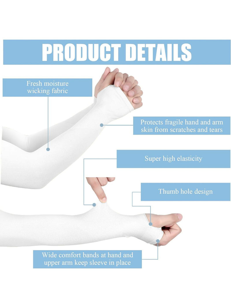 TRENDMALLS Arm Sleeves, Cooling UV Sun Protection Sports Compression for Men/Women/Kids (White)