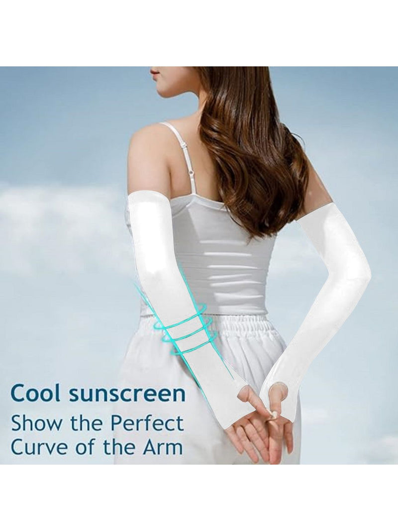 TRENDMALLS Arm Sleeves, Cooling UV Sun Protection Sports Compression for Men/Women/Kids (White)