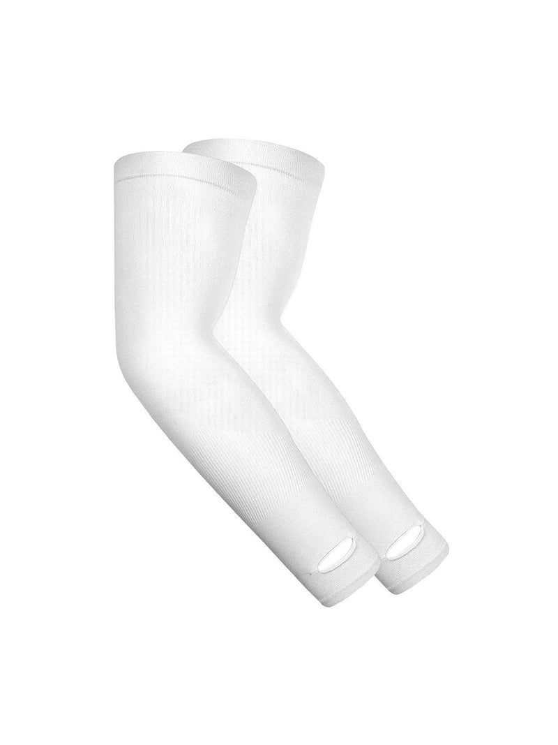 TRENDMALLS Arm Sleeves, Cooling UV Sun Protection Sports Compression for Men/Women/Kids (White)