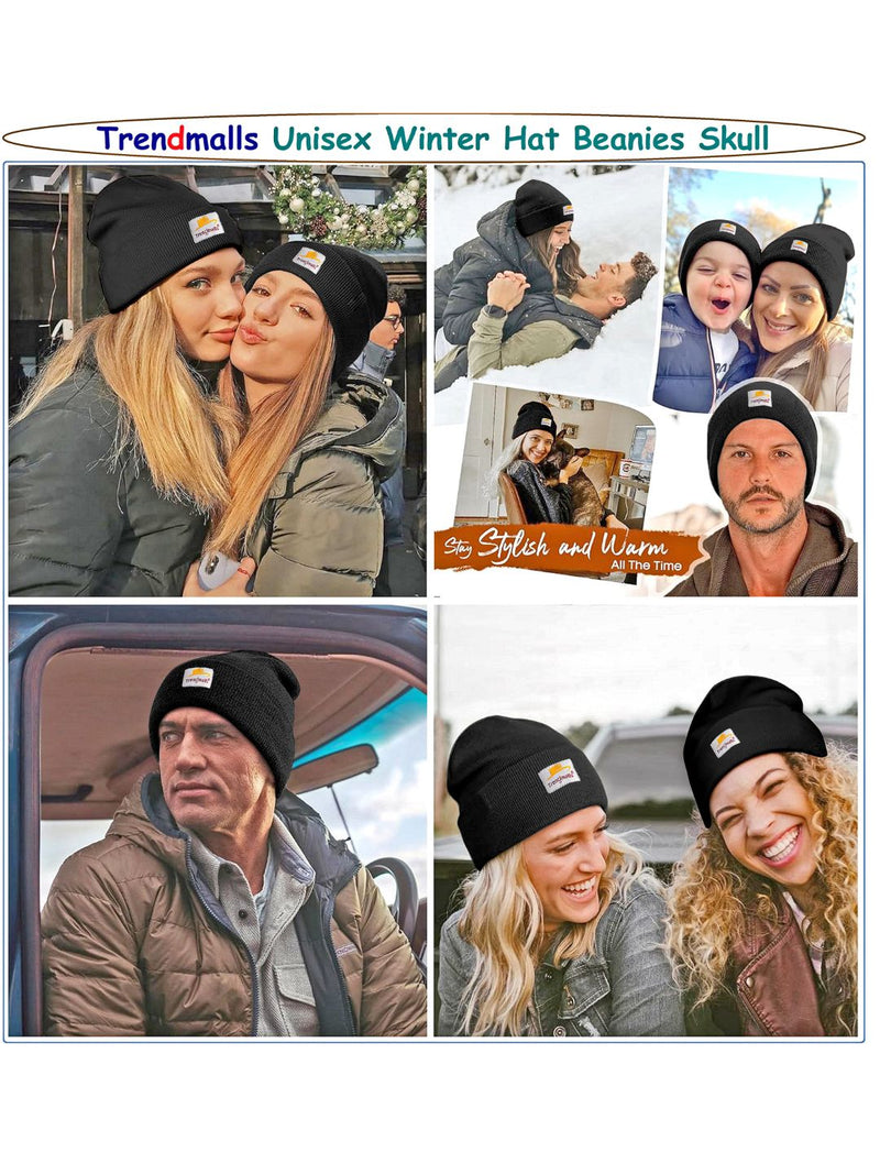Mens/Women/Kids Cap Unisex Hat Knit Cuffed Beanie Cap for Men Stylish (Black)