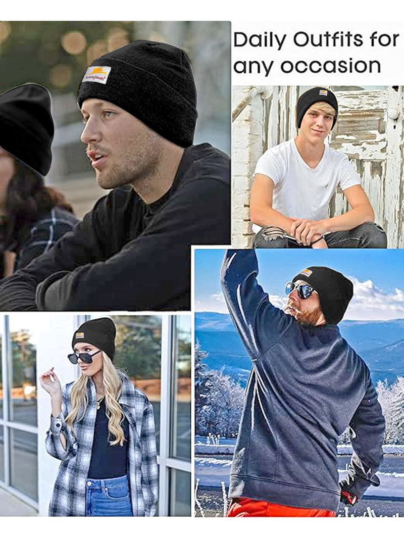 Mens/Women/Kids Cap Unisex Hat Knit Cuffed Beanie Cap for Men Stylish (Black)