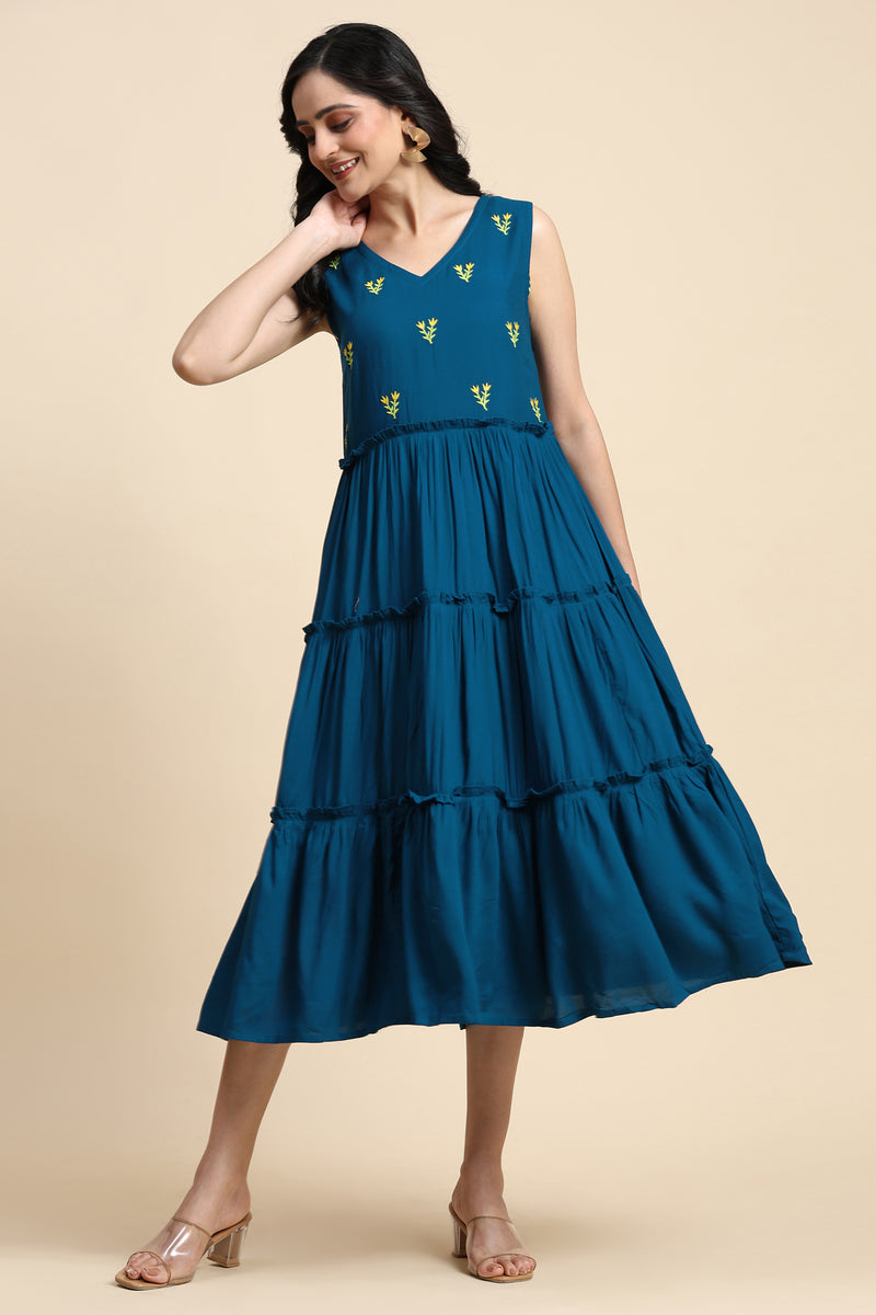 TRENDMALLS Western Dress Casual Loose Flowy Swing Shift Dress for Women Length:Midi