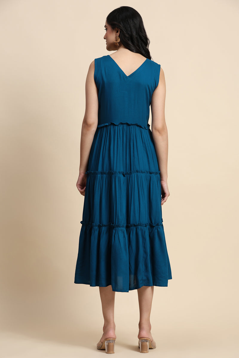 TRENDMALLS Western Dress Casual Loose Flowy Swing Shift Dress for Women Length:Midi