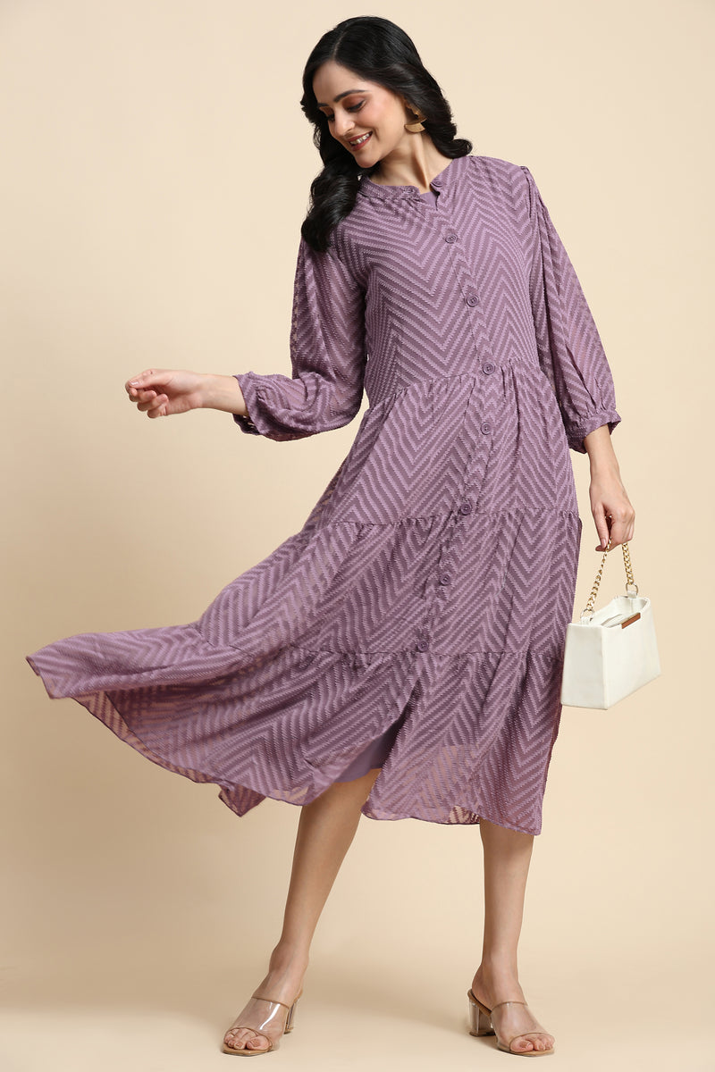 TRENDMALLS Shrug Dress for Women Brasso Midi Western Dress with Collar Neck Puff Sleeve Shrug