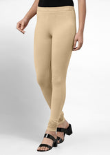 Women's Super Combed Cotton Elastane Stretch Churidar Length Leggings with Ultrasoft Waistband