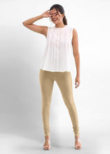Women's Super Combed Cotton Elastane Stretch Churidar Length Leggings with Ultrasoft Waistband