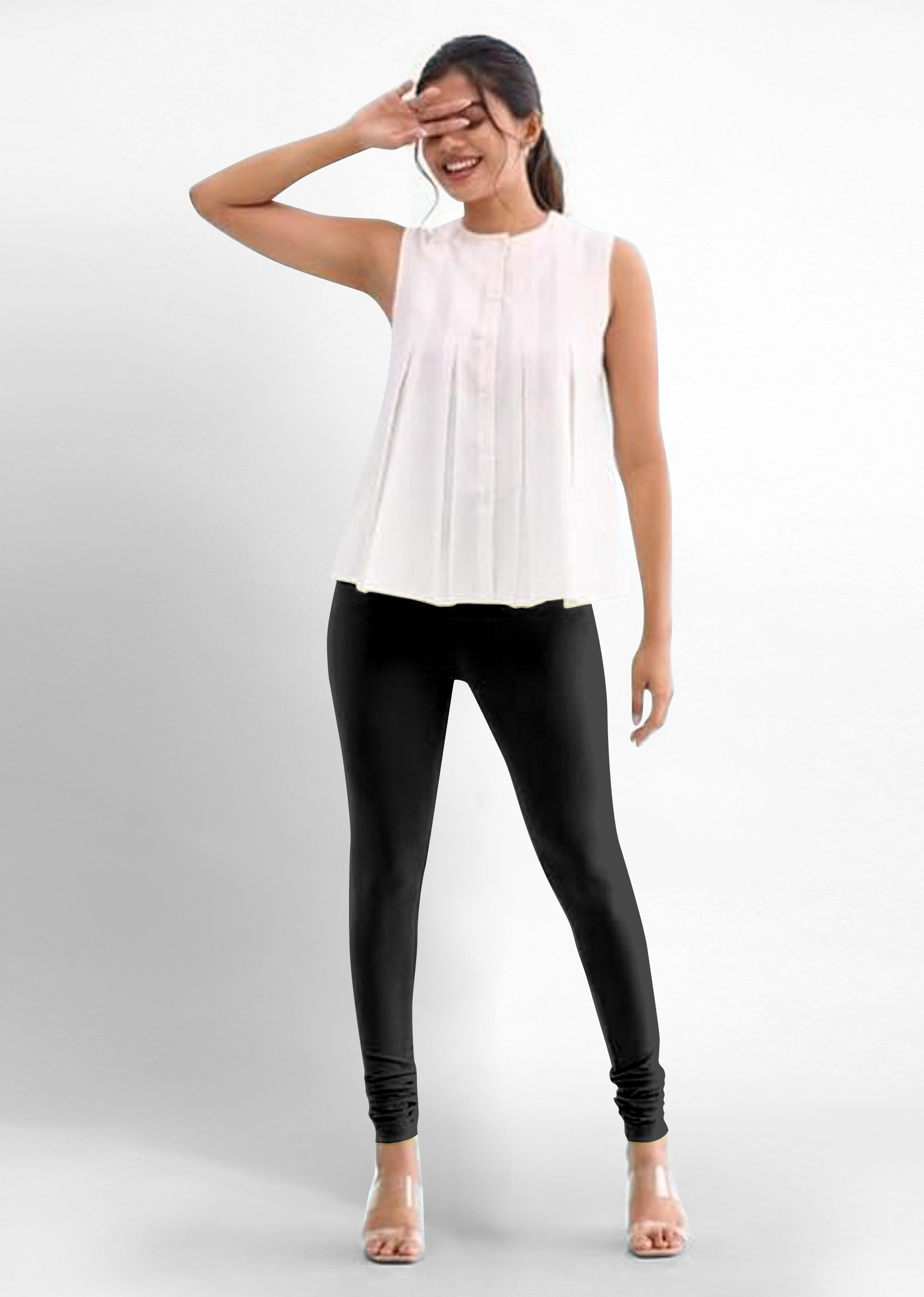 Women's Super Combed Cotton Elastane Stretch Churidar Length Leggings with Ultrasoft Waistband