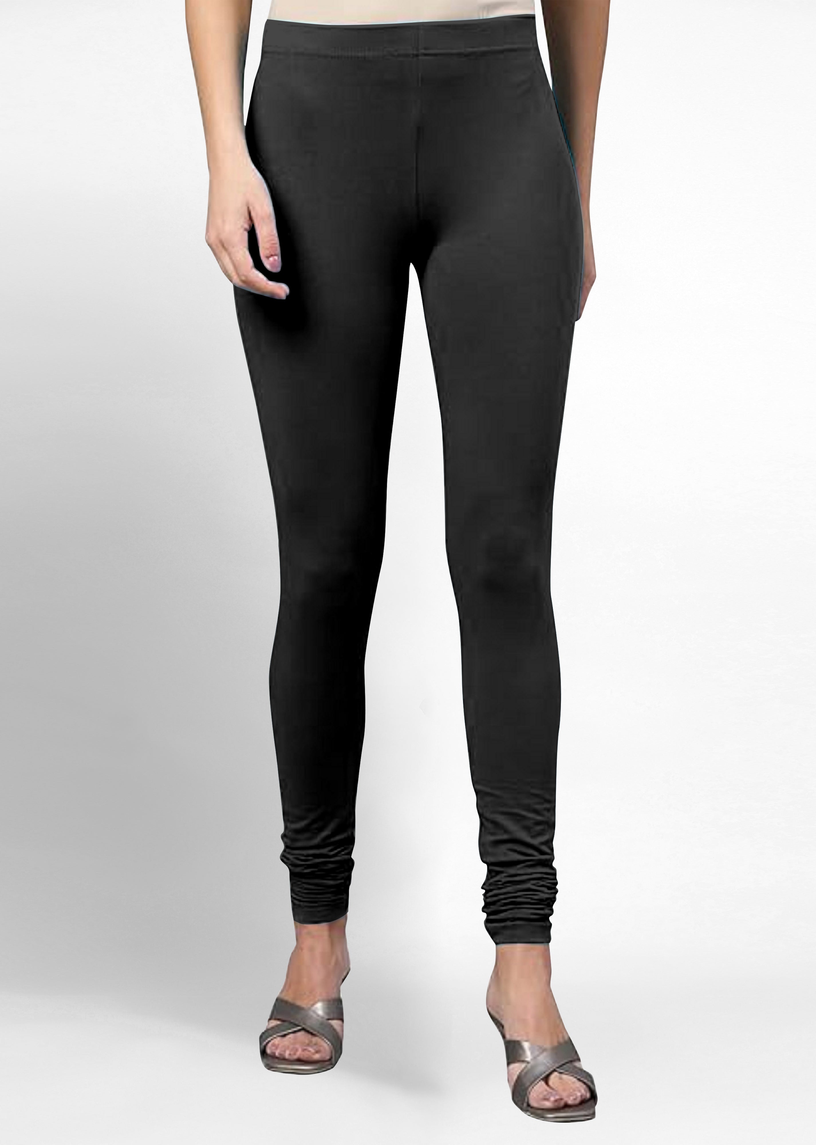 Women's Super Combed Cotton Elastane Stretch Churidar Length Leggings with Ultrasoft Waistband