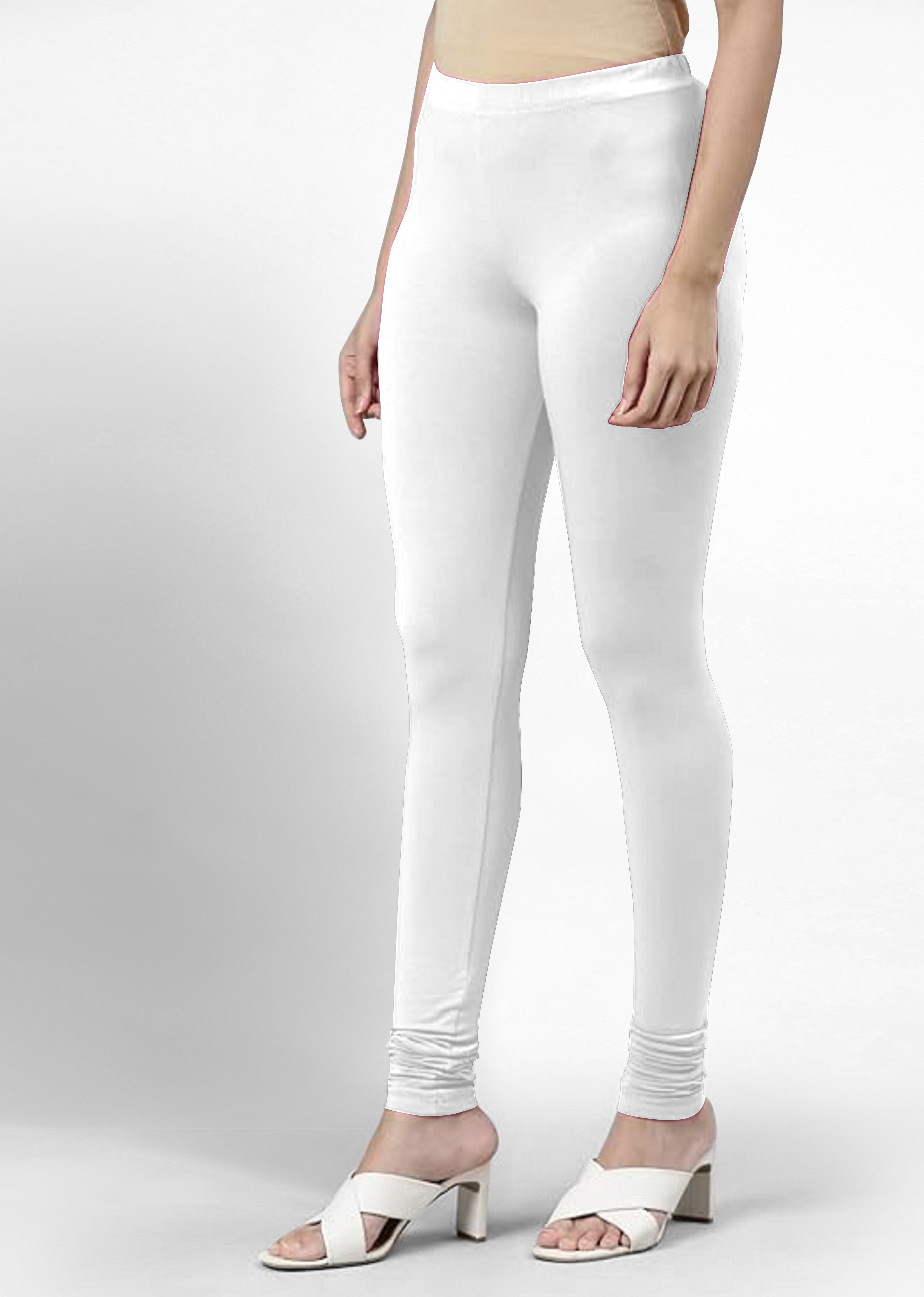 Women's Super Combed Cotton Elastane Stretch Churidar Length Leggings with Ultrasoft Waistband